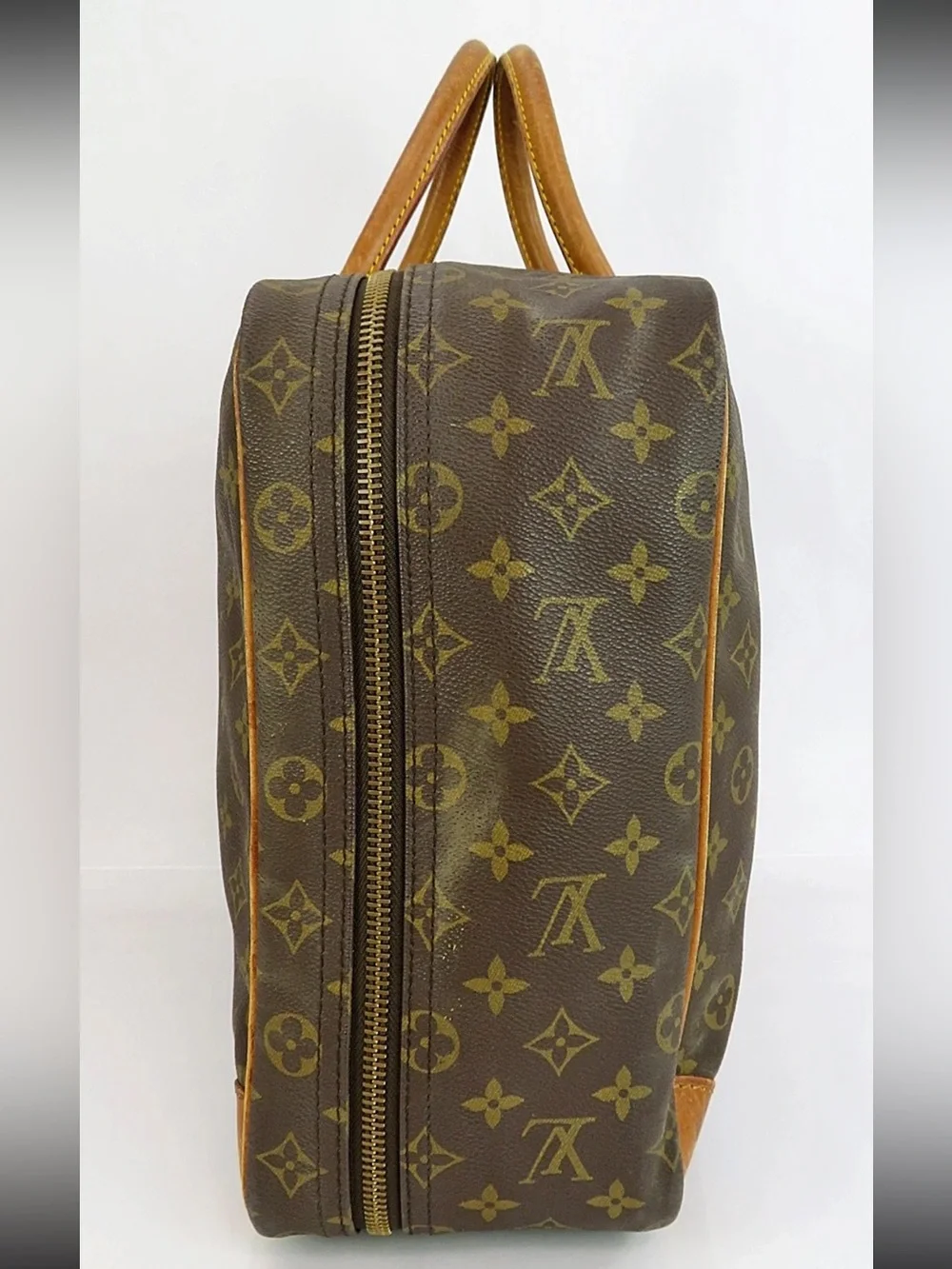 Louis Vuitton Brown Monogram Canvas Briefcase with Tan Trim